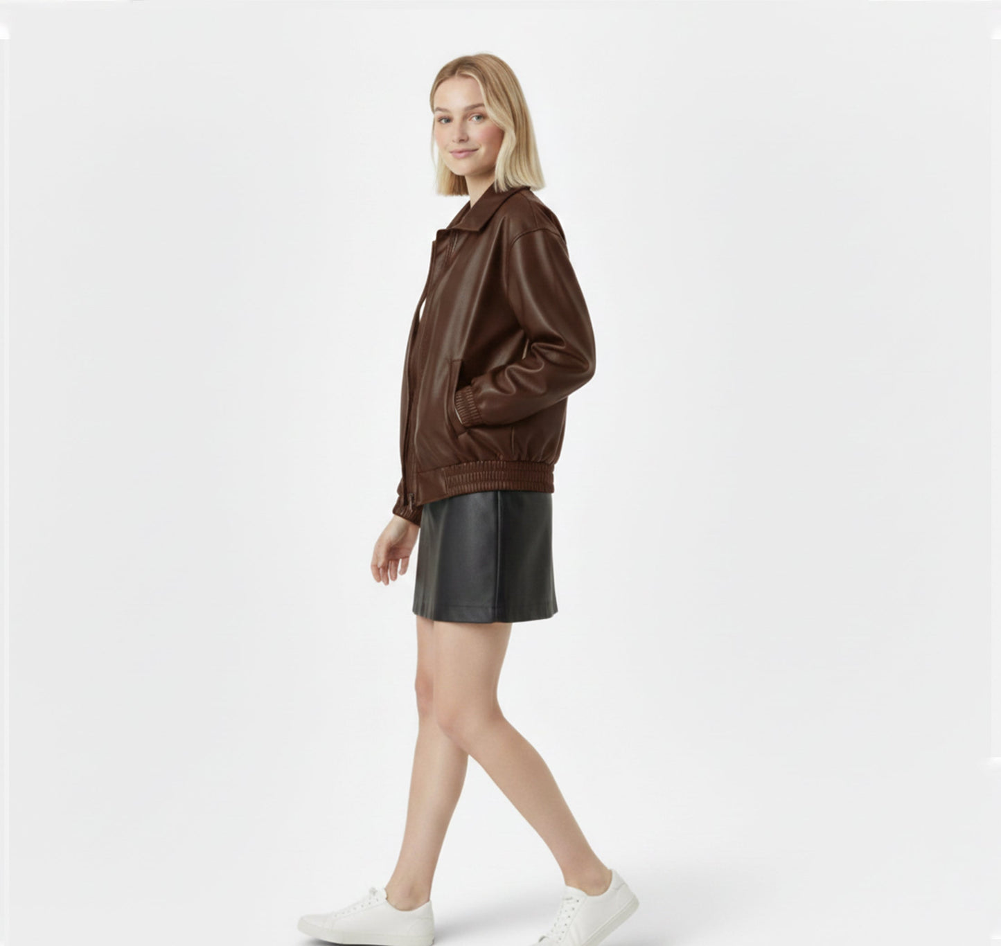Just-Outlet | Women’s Faux-Leather Jacket – Classic Moto Edition