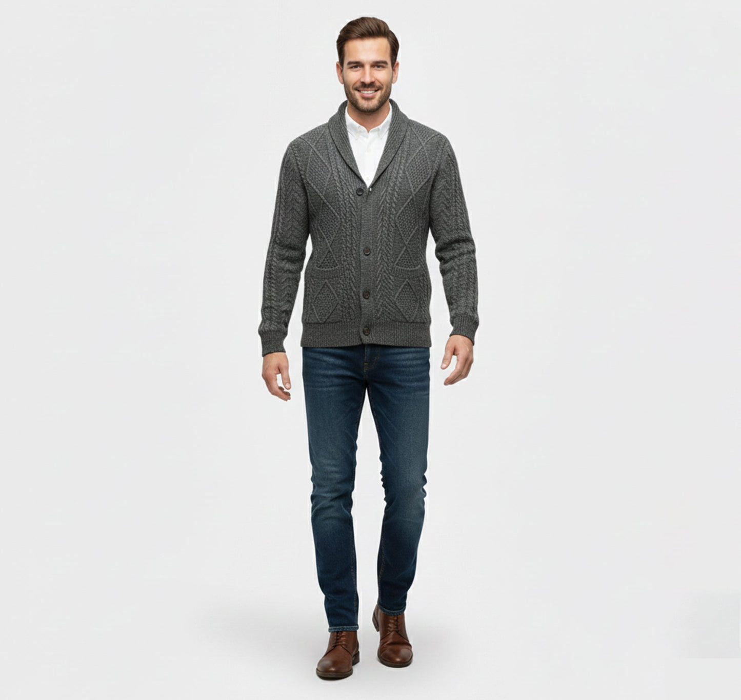 Just-Outlet | Men’s Knit Cardigan Jacket – Jacquard Warm Edition