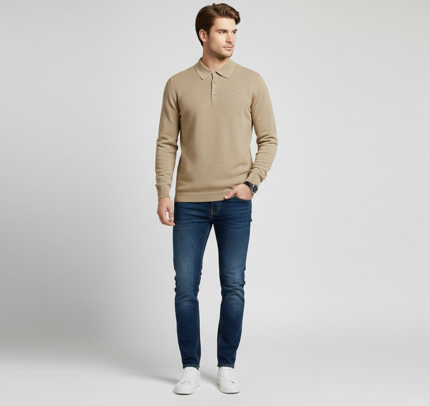 Just-Outlet | Men’s Polo Collar Knit – Warm Daily Layer