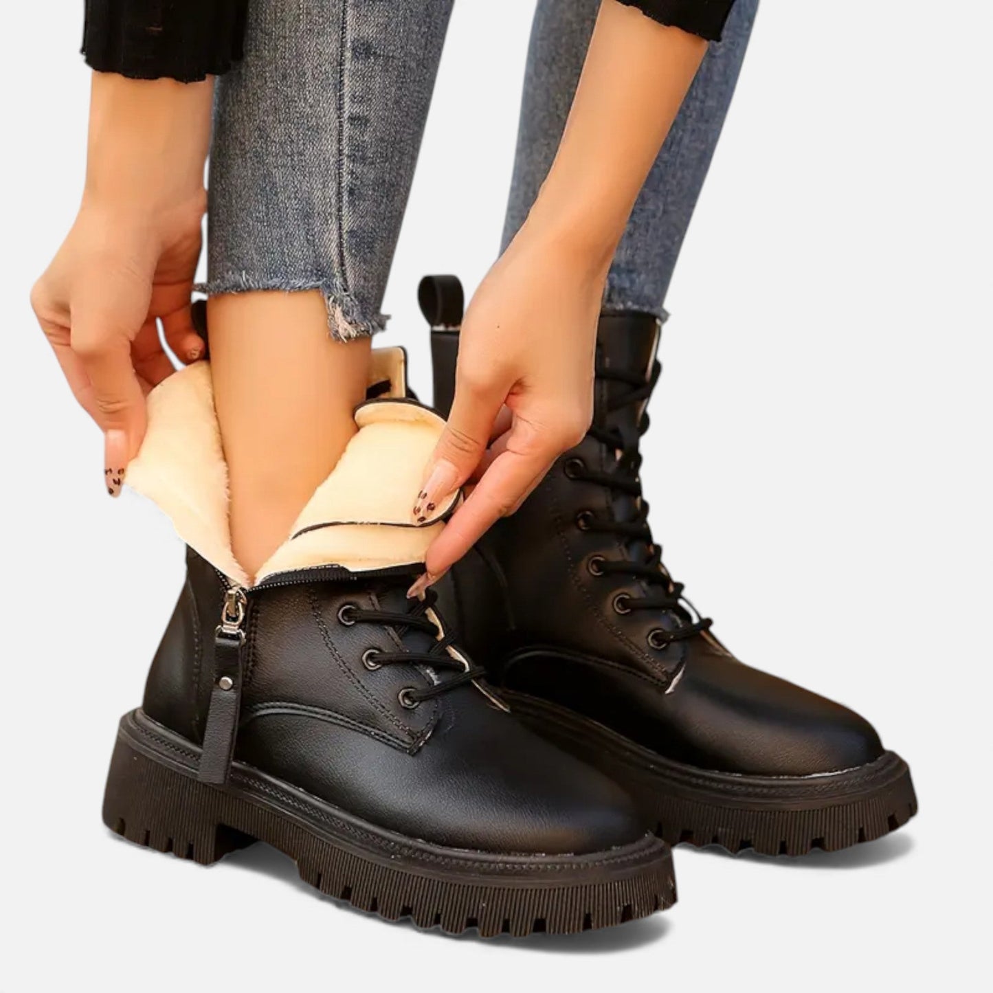 Just-Outlet | Women’s Chunky Platform Ankle Boots – Lace-Up All-Season Style