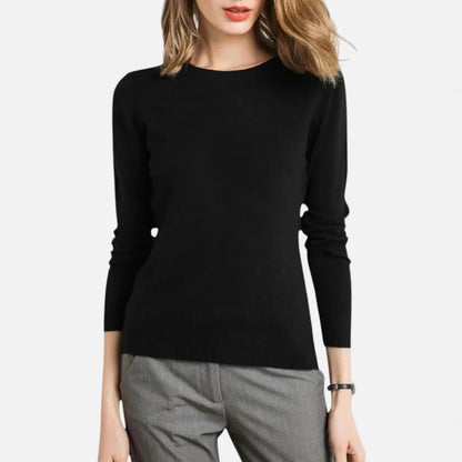 Just-Outlet | Women’s Merino Wool Sweater – Timeless O-Neck Elegance