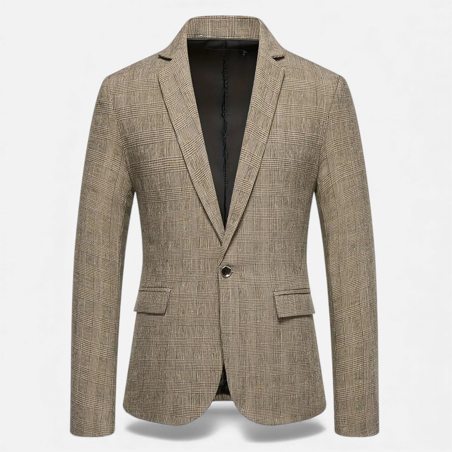 Just-Outlet | Men’s Check Tweed Blazer – Classic Single-Breasted Design