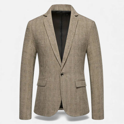 Just-Outlet | Men’s Check Tweed Blazer – Classic Single-Breasted Design