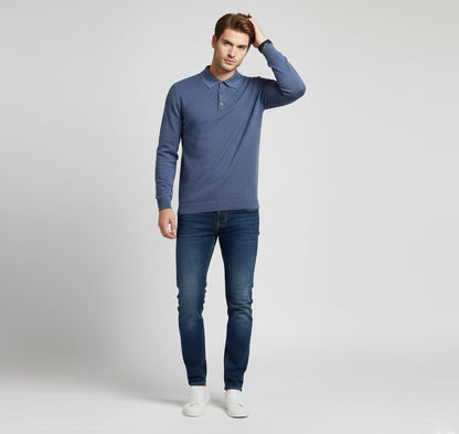 Just-Outlet | Men’s Polo Collar Knit – Warm Daily Layer