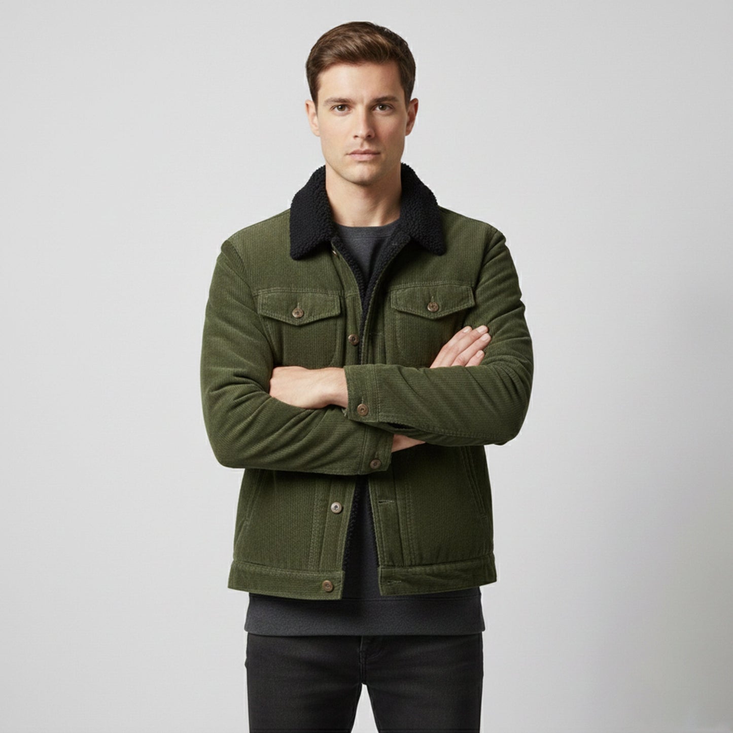 Just-Outlet | Men’s Casual Warm Jacket – Corduroy Fit