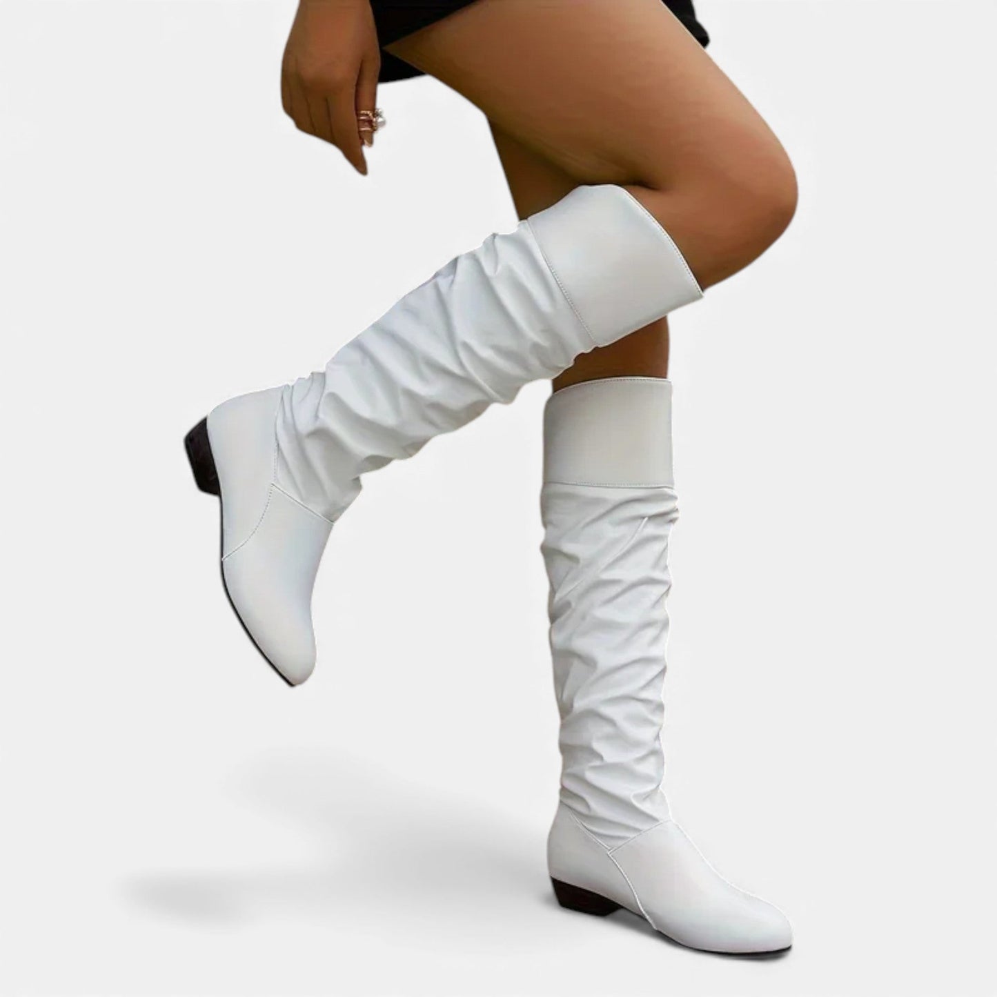 Just-Outlet | Women’s Pleated Tube Boots – Block Heel Elegance