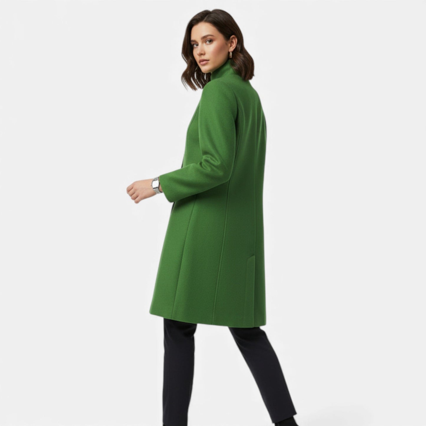 Just-Outlet | Women’s Tweed Coat – Mid-Length H-Silhouette Elegance