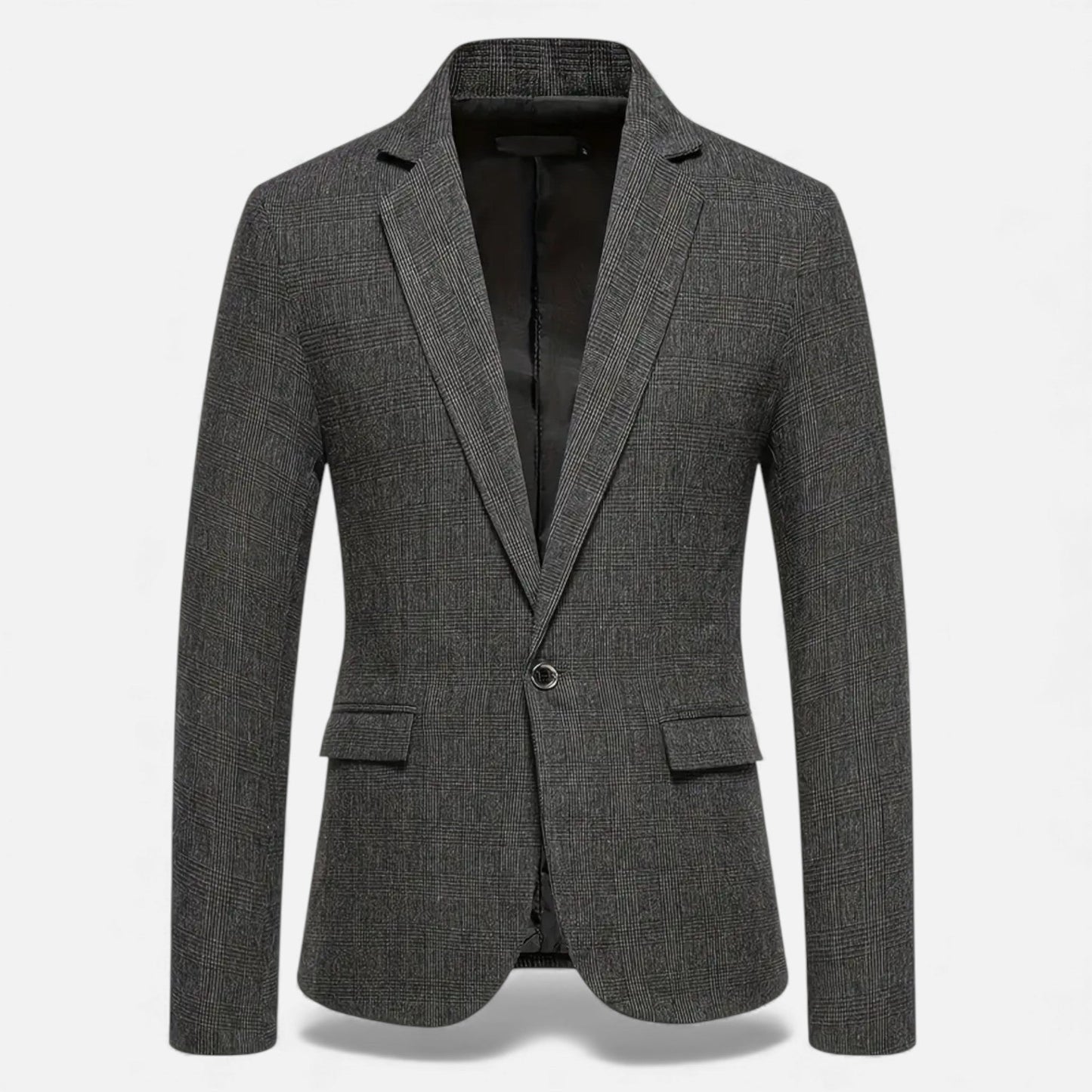 Just-Outlet | Men’s Check Tweed Blazer – Classic Single-Breasted Design