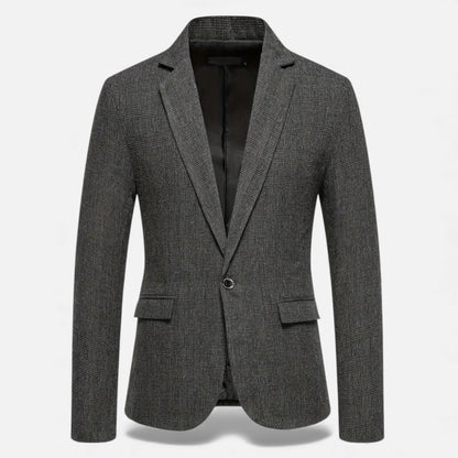 Just-Outlet | Men’s Check Tweed Blazer – Classic Single-Breasted Design