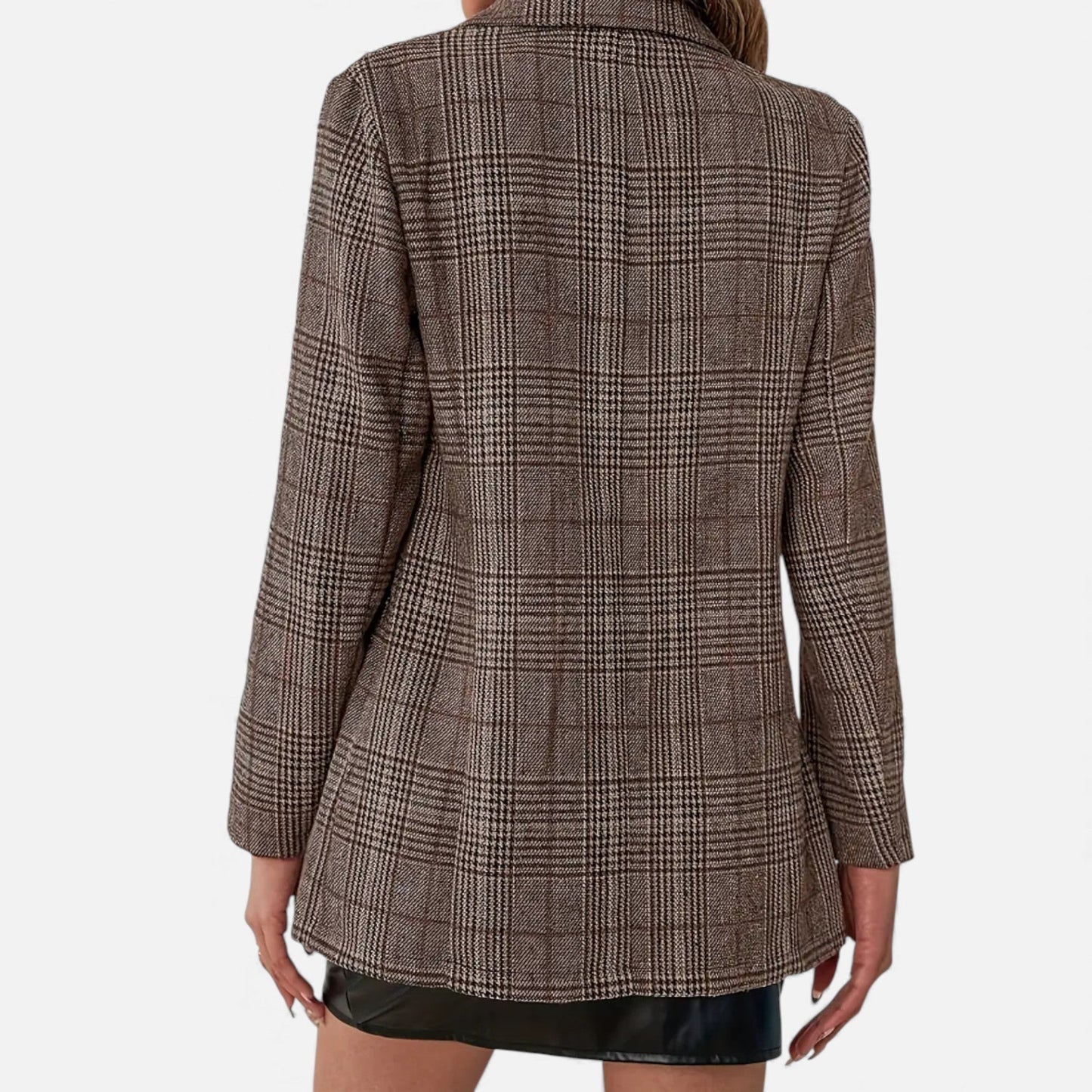 Just-Outlet | Women’s Plaid Lapel Blazer – Elegant Workwear Essential