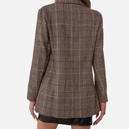 Just-Outlet | Women’s Plaid Lapel Blazer – Elegant Workwear Essential