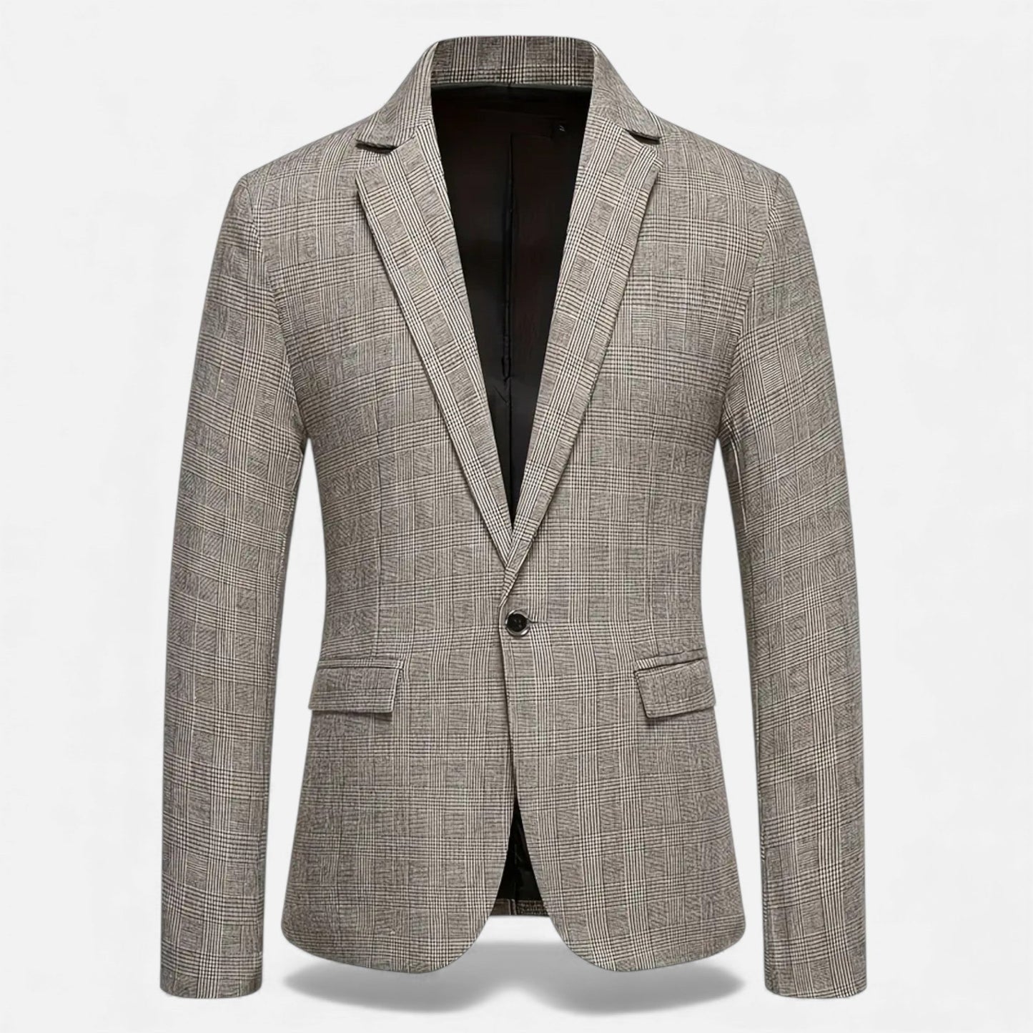 Just-Outlet | Men’s Check Tweed Blazer – Classic Single-Breasted Design