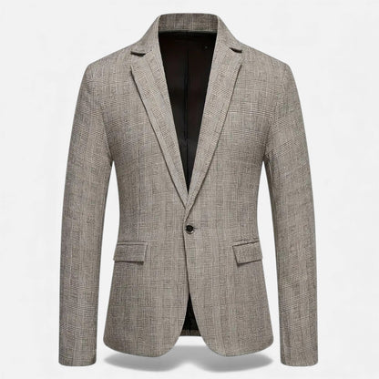 Just-Outlet | Men’s Check Tweed Blazer – Classic Single-Breasted Design