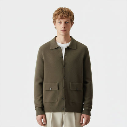 Just-Outlet | Men’s Wool Cardigan – Polo Collar Classic