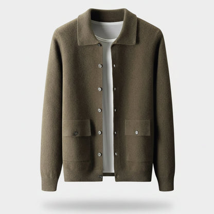 Just-Outlet | Men’s Wool Cardigan – Polo Collar Classic