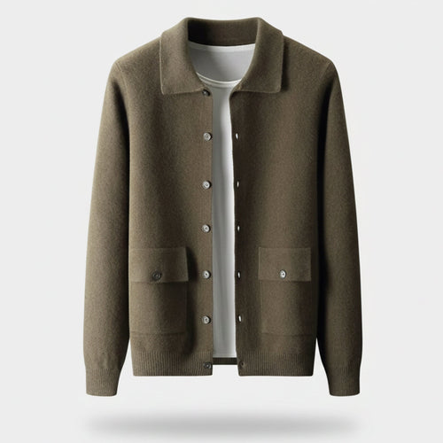 Just-Outlet | Men’s Wool Cardigan – Polo Collar Classic