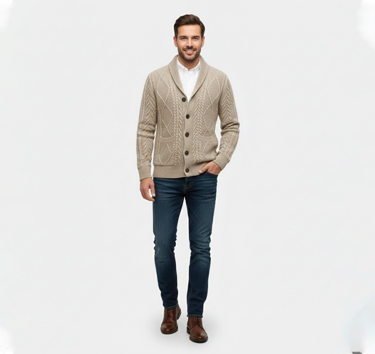 Just-Outlet | Men’s Knit Cardigan Jacket – Jacquard Warm Edition