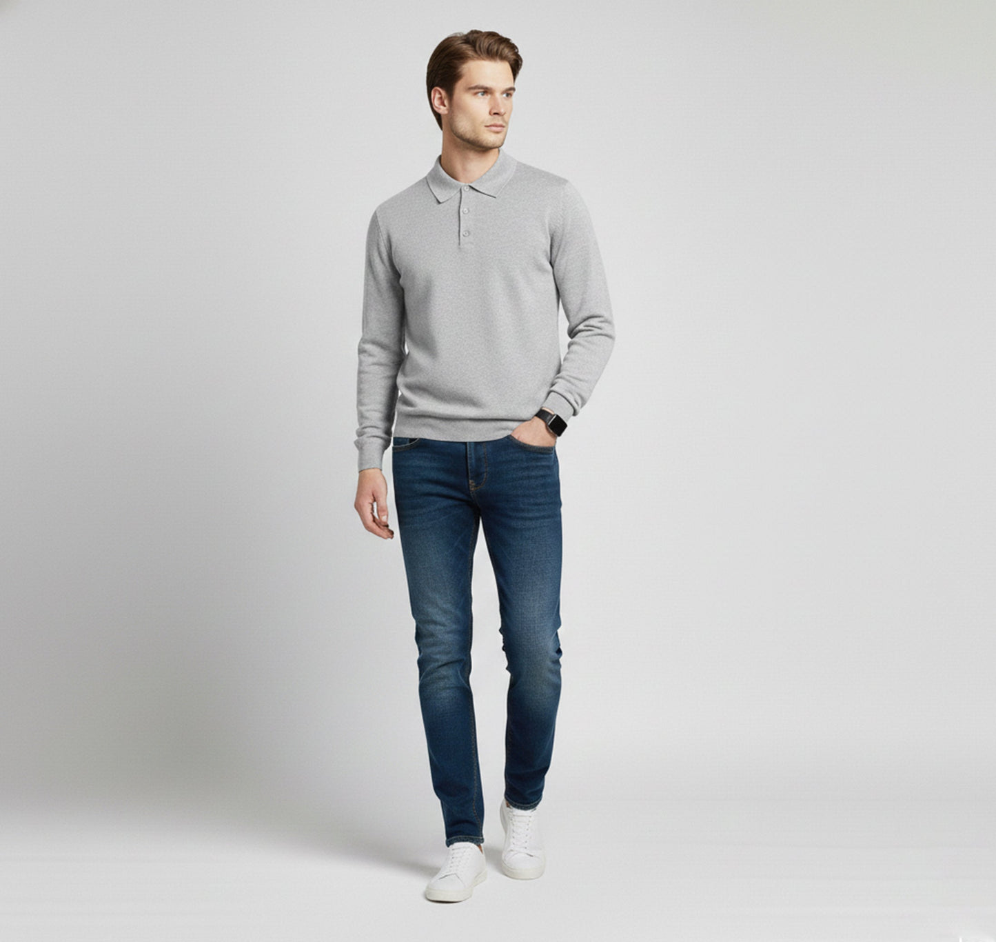 Just-Outlet | Men’s Polo Collar Knit – Warm Daily Layer