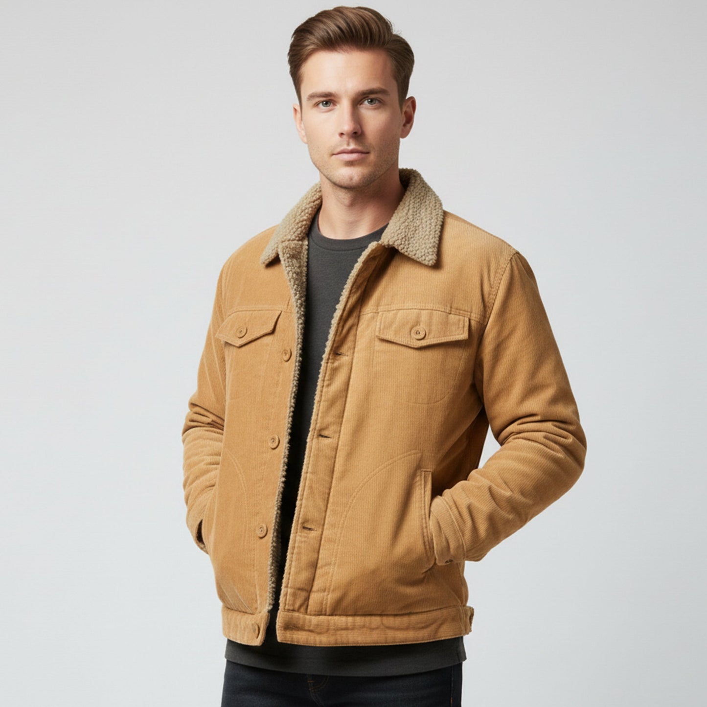 Just-Outlet | Men’s Casual Warm Jacket – Corduroy Fit