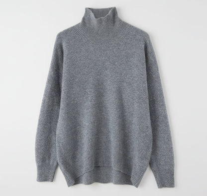 Just-Outlet | Women’s Woolen Pullover – High-Lapel Elegant Edition