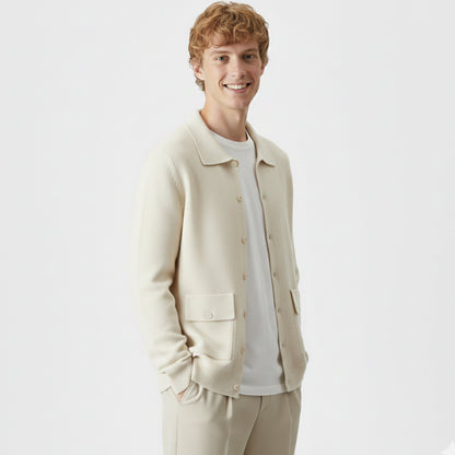Just-Outlet | Men’s Wool Cardigan – Polo Collar Classic