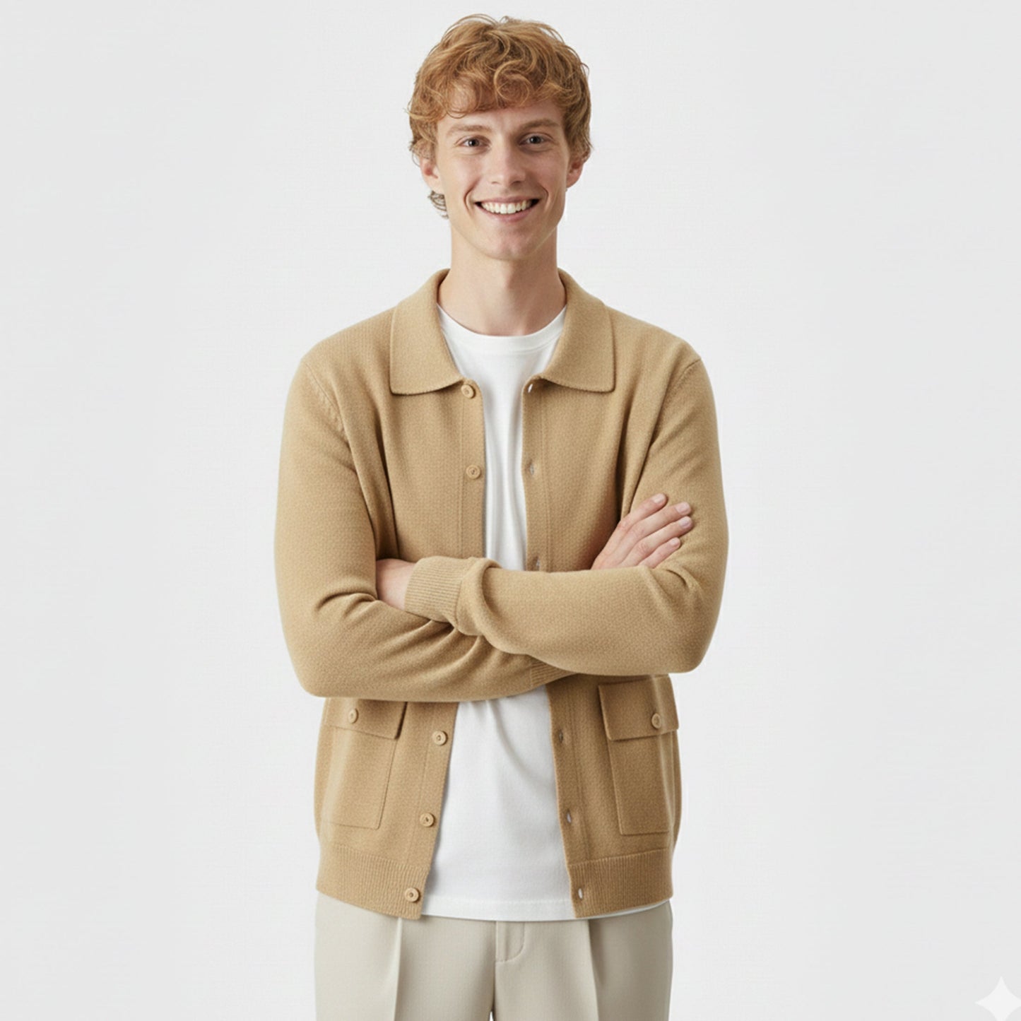 Just-Outlet | Men’s Wool Cardigan – Polo Collar Classic