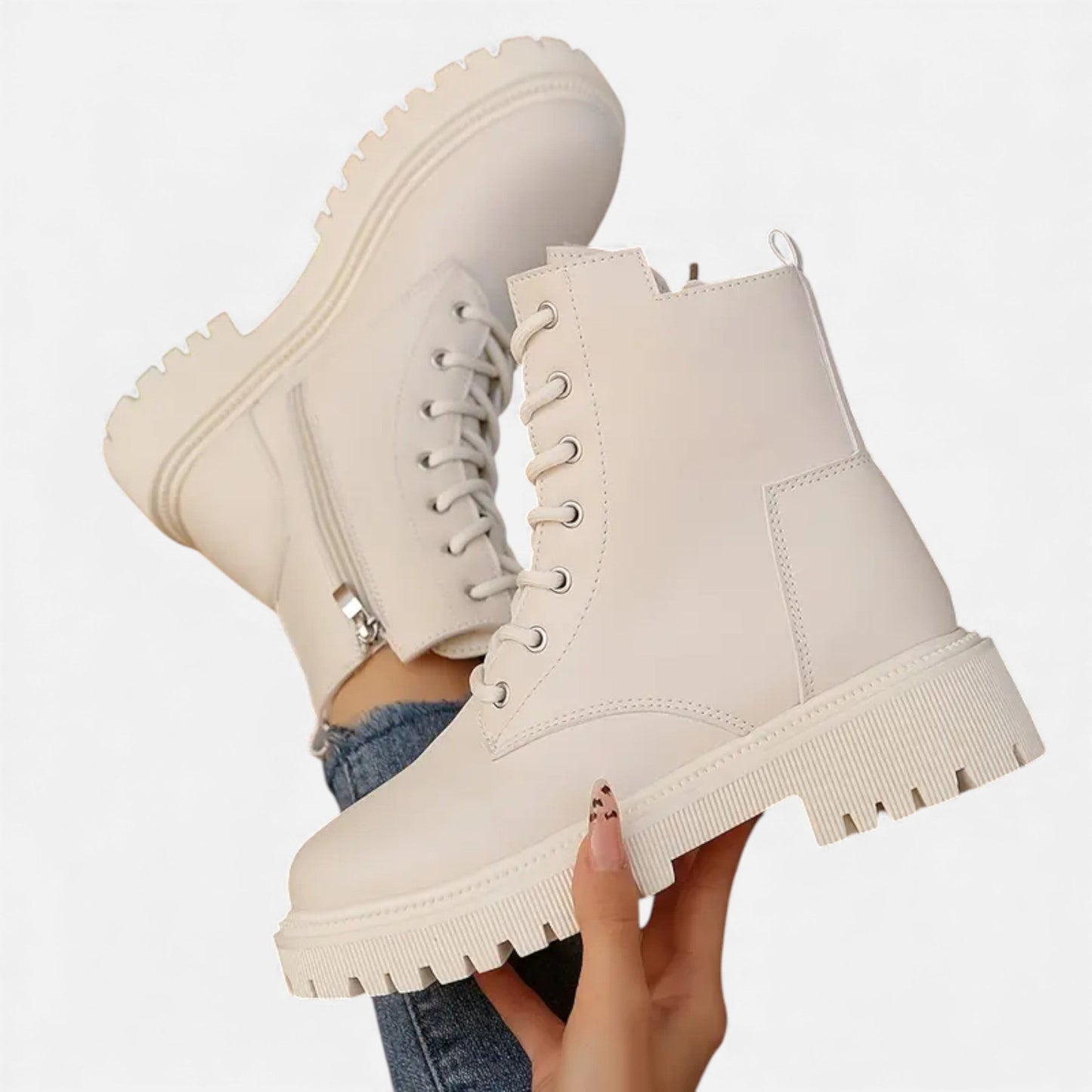 Just-Outlet | Women’s Fleece-Lined Lace-Up Ankle Boots – Stylish All-Season Comfort