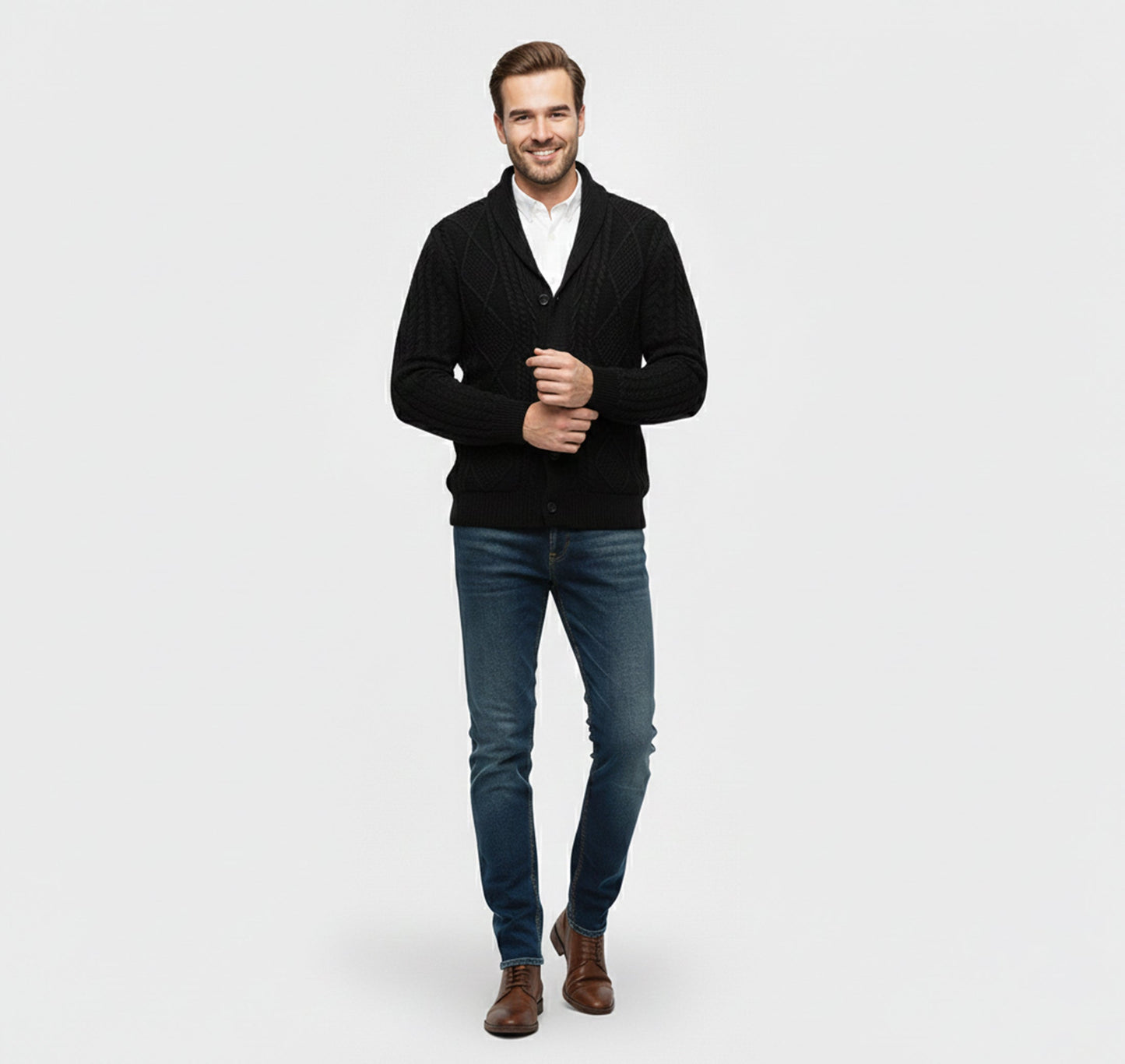 Just-Outlet | Men’s Knit Cardigan Jacket – Jacquard Warm Edition