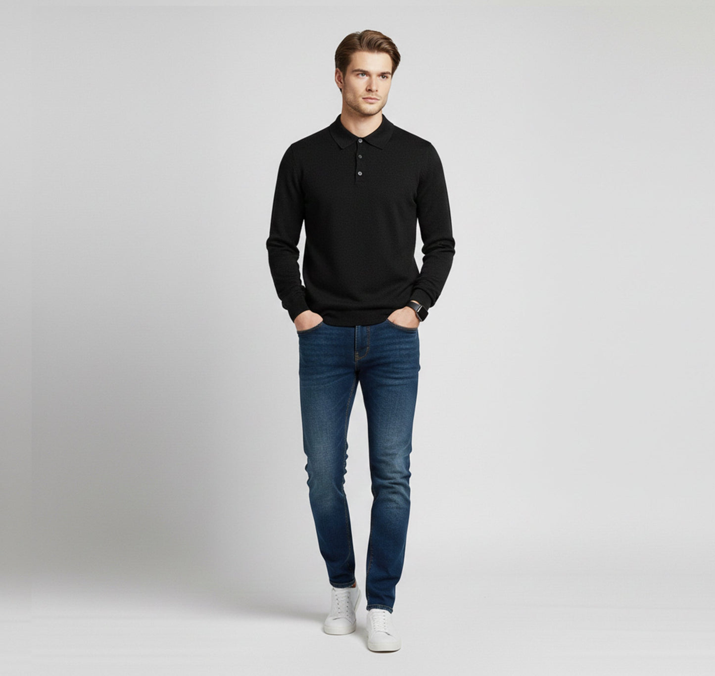 Just-Outlet | Men’s Polo Collar Knit – Warm Daily Layer