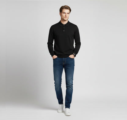 Just-Outlet | Men’s Polo Collar Knit – Warm Daily Layer