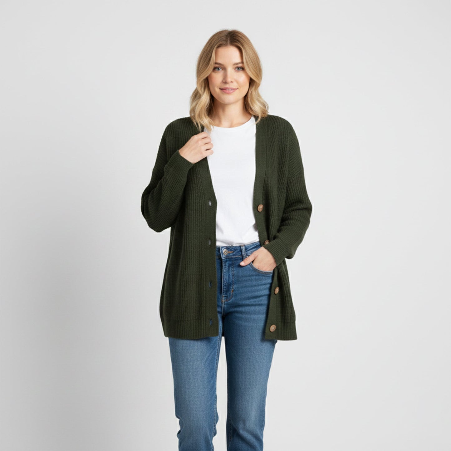 Just-Outlet | Women’s V-Neck Knit Cardigan – Sequin Casual Edition