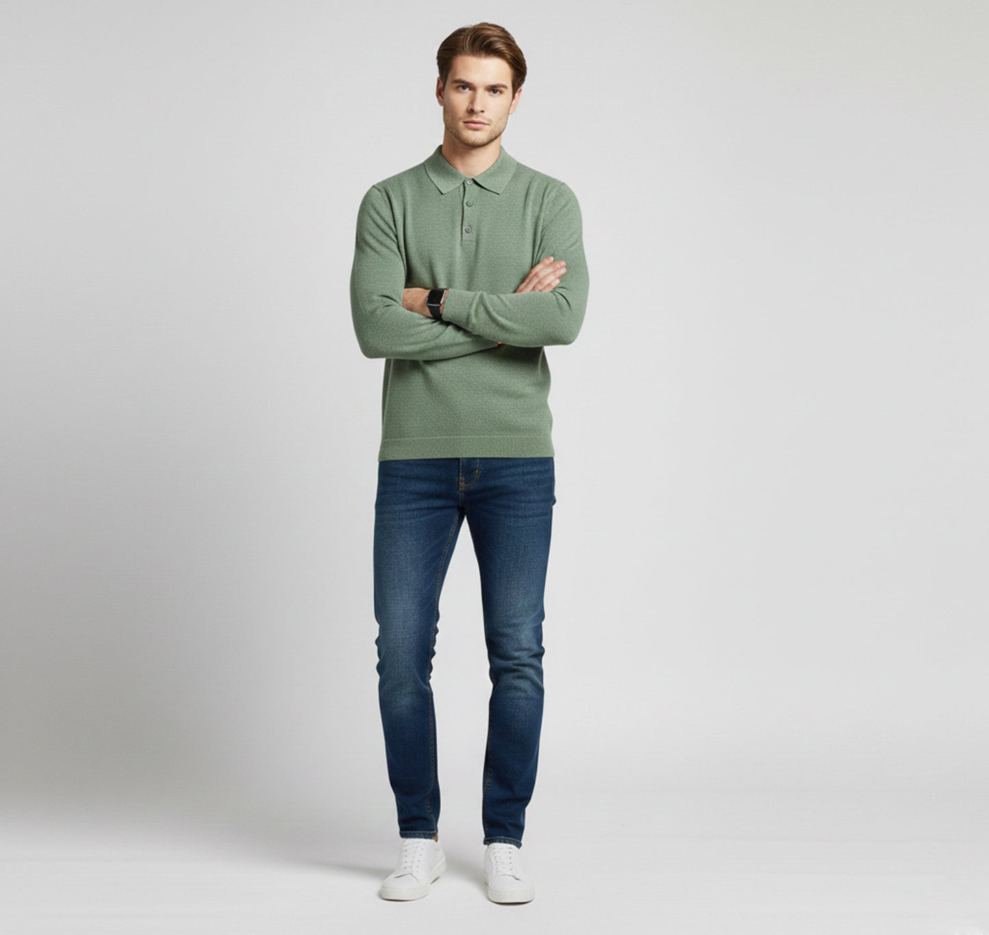 Just-Outlet | Men’s Polo Collar Knit – Warm Daily Layer