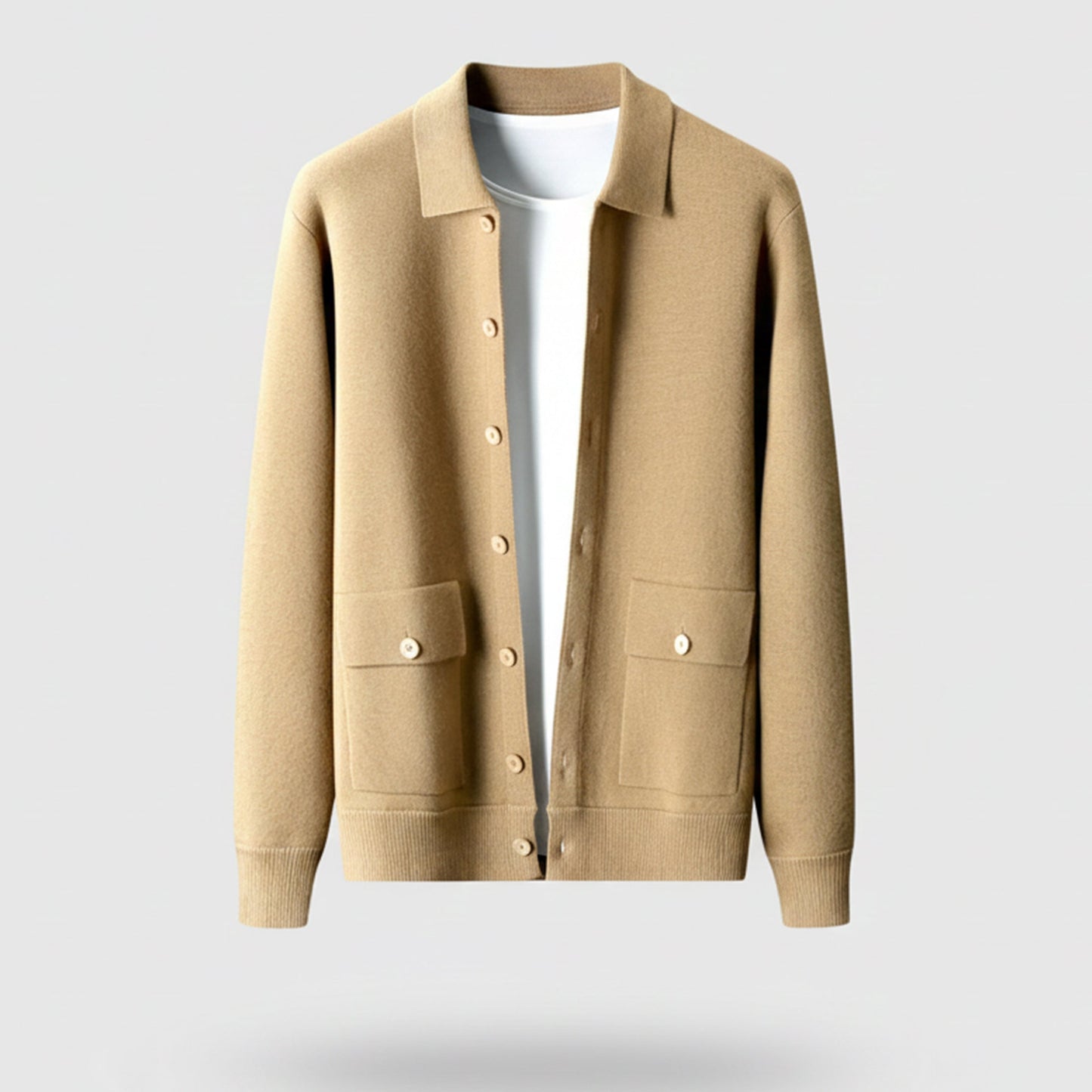 Just-Outlet | Men’s Wool Cardigan – Polo Collar Classic