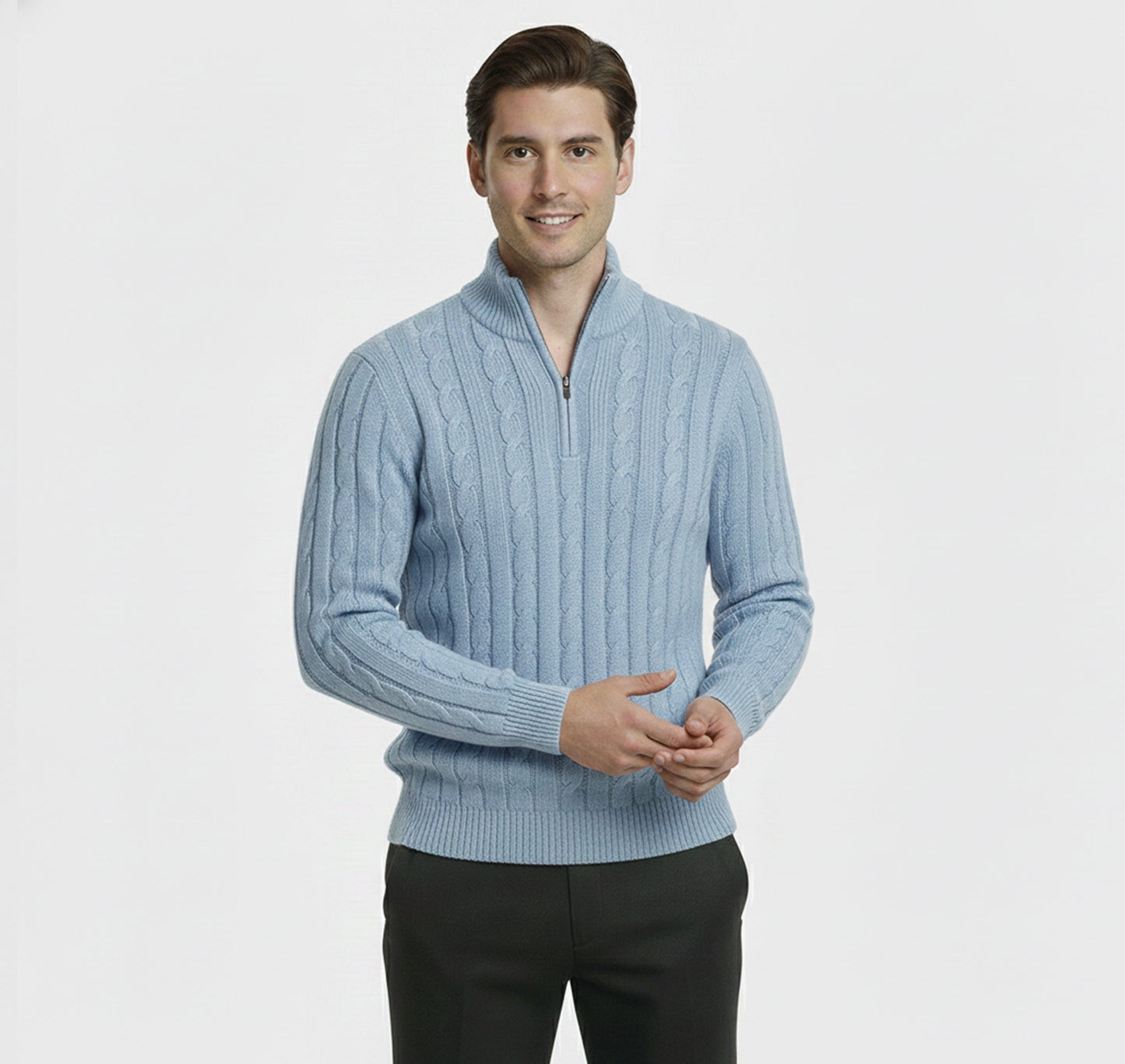 Just-Outlet | Men’s Wool Sweater – Mock Neck Classic
