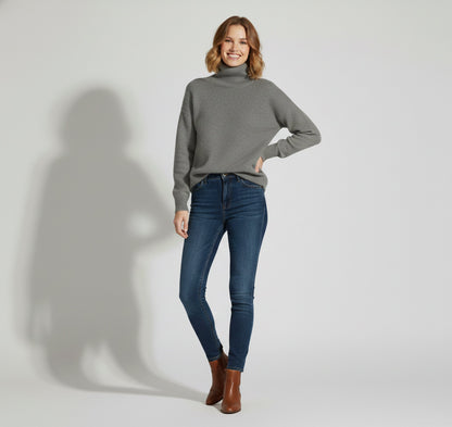 Just-Outlet | Women’s Woolen Pullover – High-Lapel Elegant Edition