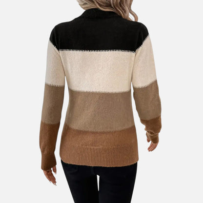 Just-Outlet | Women’s Sweater – Elegant Striped Crew-Neck