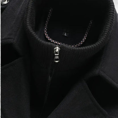 Just-Outlet | Men’s Long Coat – Vintage Contrast-Collar Elegance