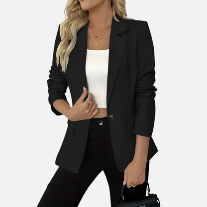 Just-Outlet | Women’s Classic Single-Breasted Blazer – Timeless Solid Elegance
