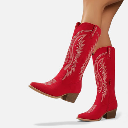 Just-Outlet | Women’s Embroidered Cowboy Boots – Western Chic Elegance