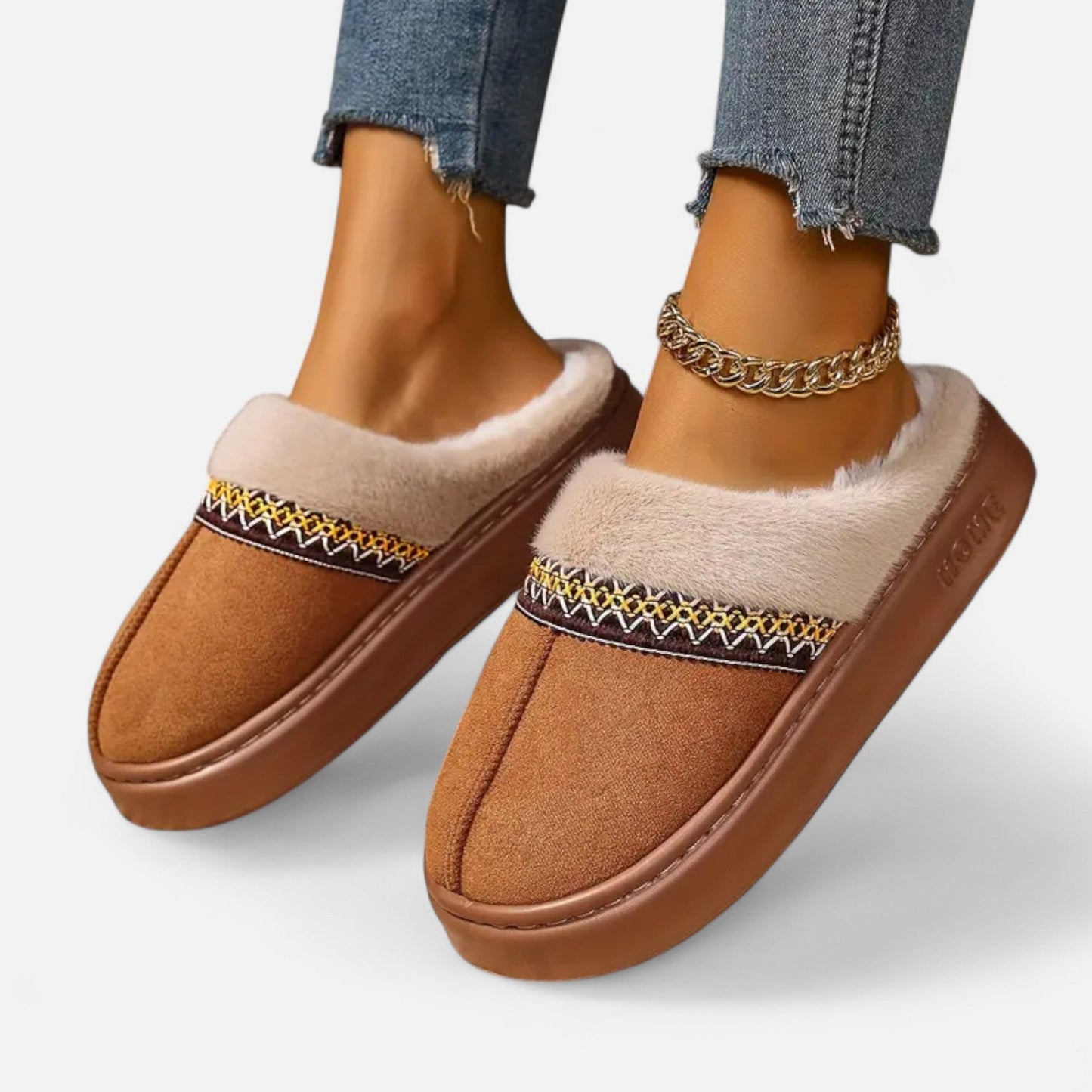 Just-Outlet | Women’s Ethnic Lace Fleece-Lined Slippers