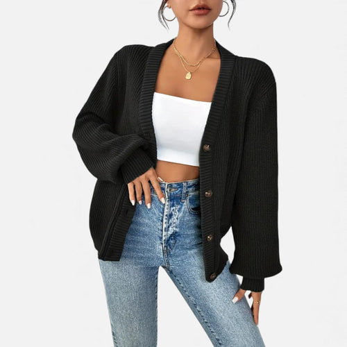 Just-Outlet | Women’s Knitted Cardigan Sweater – Elegant Front-Button Design