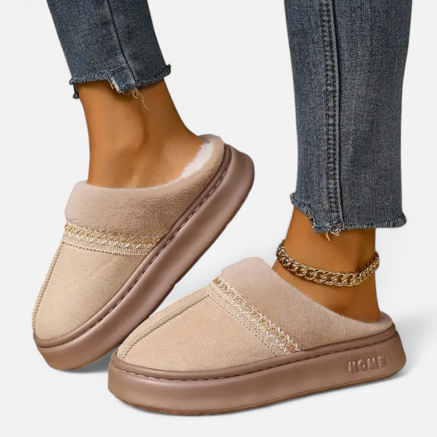 Just-Outlet | Women’s Ethnic Lace Fleece-Lined Slippers
