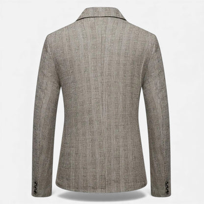 Just-Outlet | Men’s Check Tweed Blazer – Classic Single-Breasted Design