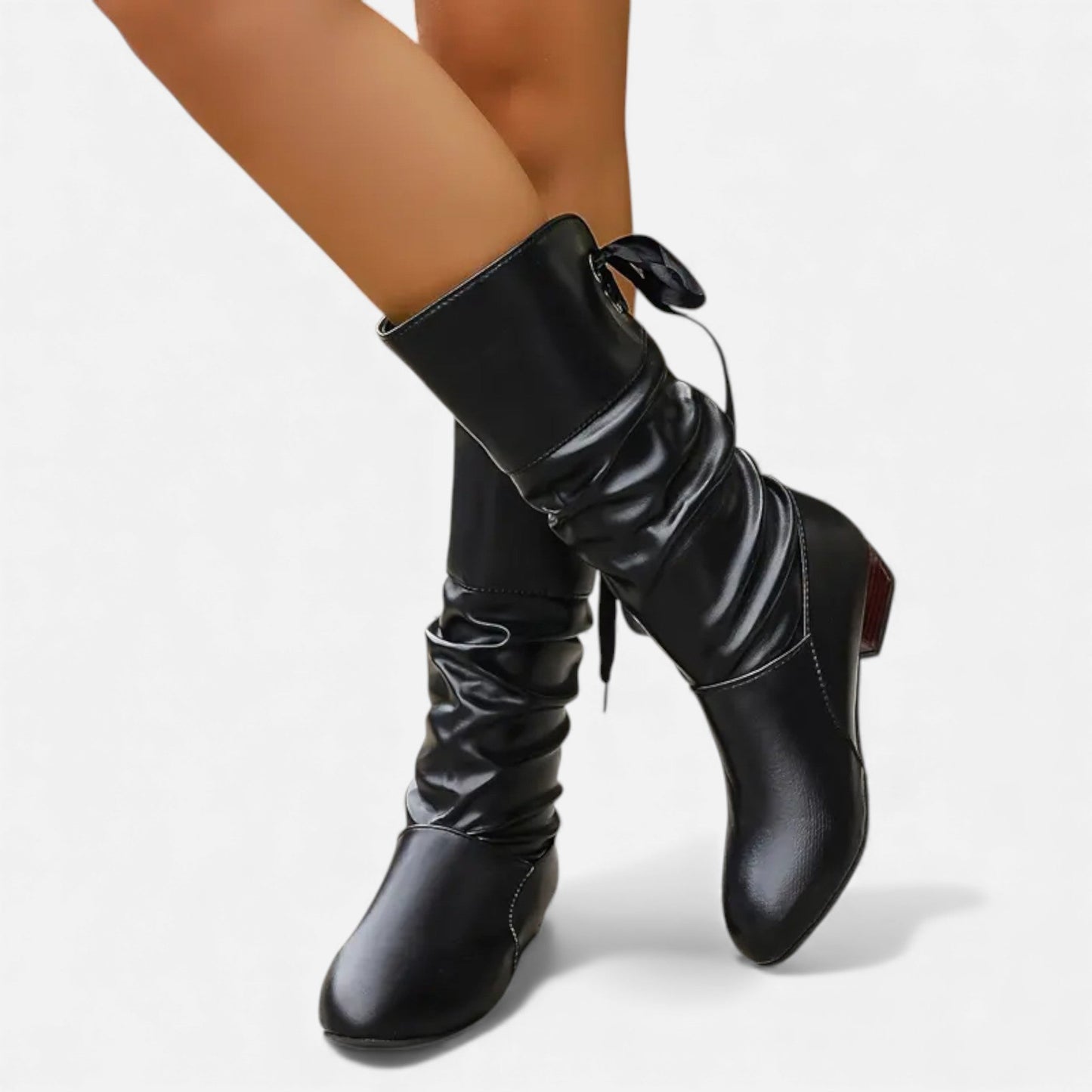 Just-Outlet | Women’s Mid-Calf Boots – Classic Lace-Up Elegance