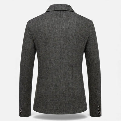 Just-Outlet | Men’s Check Tweed Blazer – Classic Single-Breasted Design
