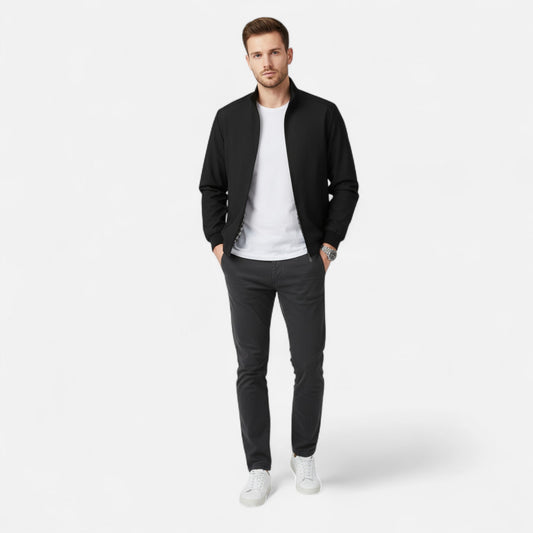 Just-Outlet | Men’s Jacket – Lightweight Zip-Up Beige Elegance