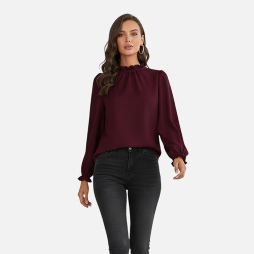 Just-Outlet | Women’s Blouse – Elegant Ruffle Collar