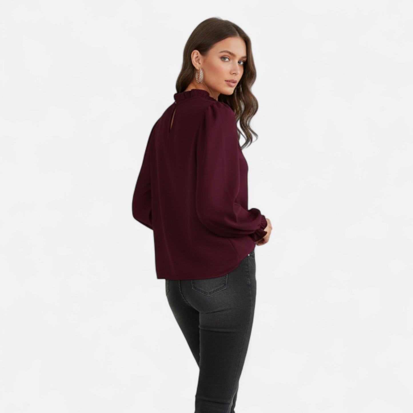 Just-Outlet | Women’s Blouse – Elegant Ruffle Collar