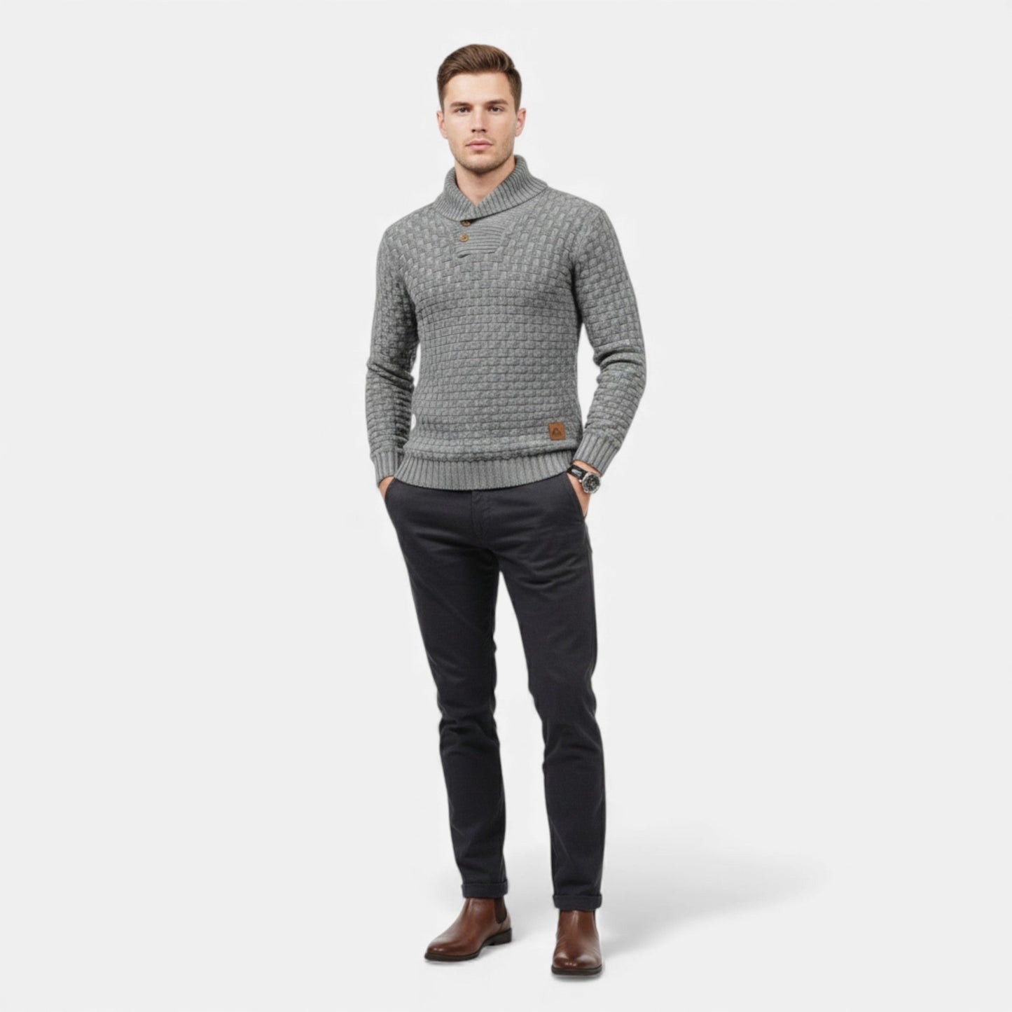 Just-Outlet | Men’s Sweater – Lapel Knit Winter Classic