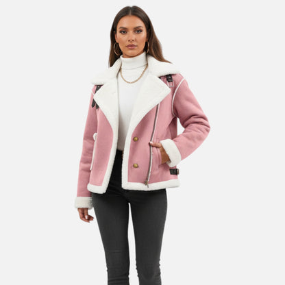 Just-Outlet | Women’s Faux-Wool Winter Jacket – Collar Coat with Pockets